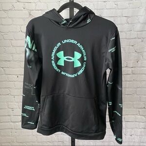 Under Armour Blue and Black Logo Printed Sleeve Size YXL